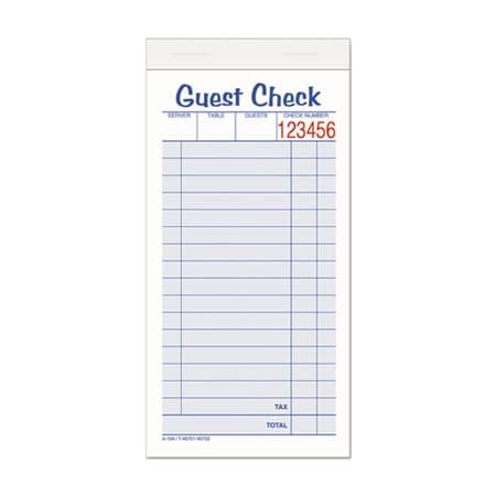 Cardinal Brands Adams, Guest Check Unit Set, Carbonless Duplicate, 6 7/8 X 3 3/8, 10PK 10450SW